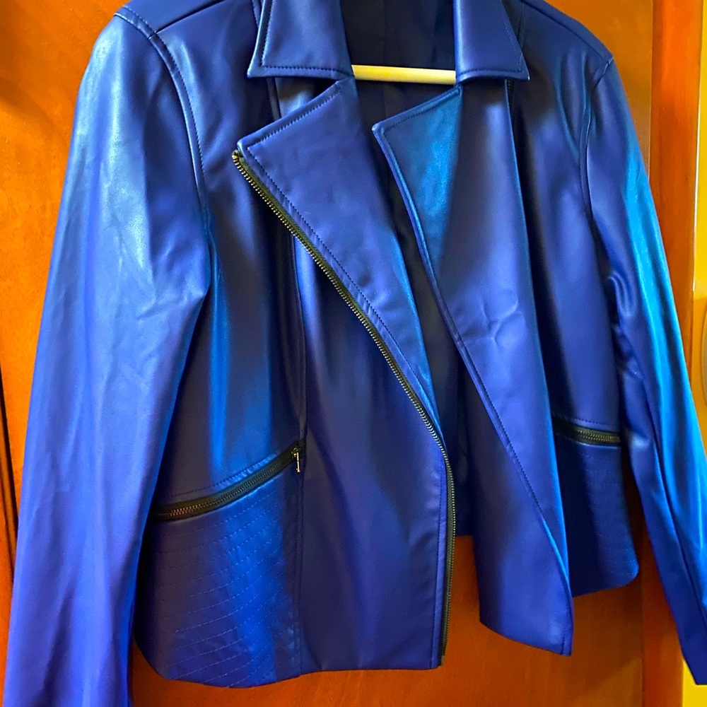 Blue Vegan Leather Jacket by Sofia Vergara